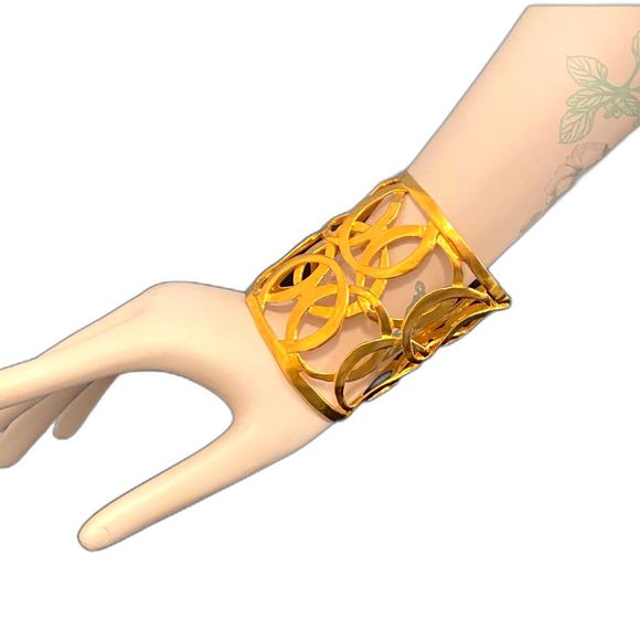 Vintage 90's - 2000's Kenneth Lane Gold Circles Cuff Bracelet - Picture 4 of 8